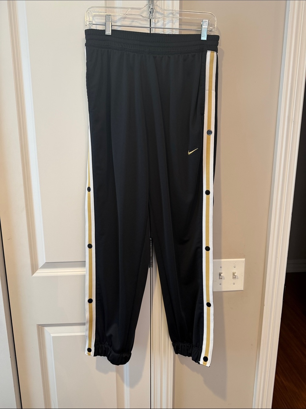 New never worn Nike Black Joggers with White and Gold Side Stripes